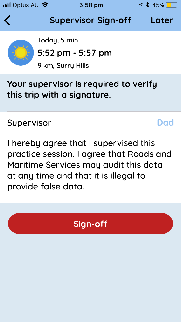 Signature screen